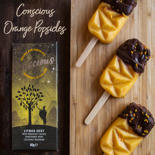 Orange Popsicles with Citrus Zest Chocolate