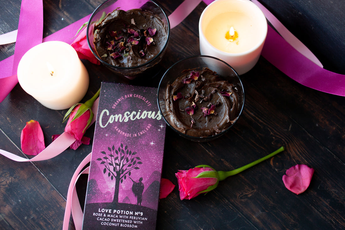 Conscious Chocolate’s Valentine Avocado Mousse - made with Love Potion No 9
